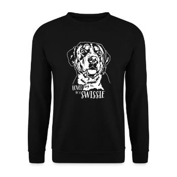 Adoré par un grand bouvier suisse Swissie - Sweat-shirt Unisexe - noir - Devant - Alina (178cm) & Michal (187cm)