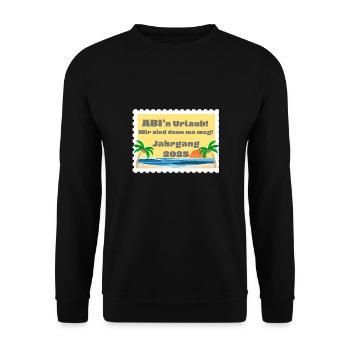 ABI n Urlaub- Jahrgang 2025- Wir sind dann ma weg. - Unisex Pullover - Schwarz - Vorne - Alina (178cm) & Michal (187cm)