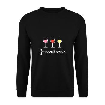 Gruppentherapie Unterschiedliche Weinsorten - Unisex Pullover - Schwarz - Vorne - Alina (178cm) & Michal (187cm)