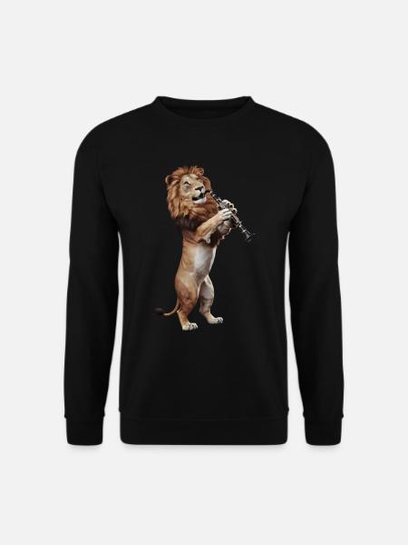 Löwe Klarinette - Unisex Pullover - Schwarz