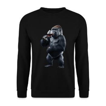Gorilla Wein - Unisex Pullover - Schwarz - Vorne - Alina (178cm) & Michal (187cm)