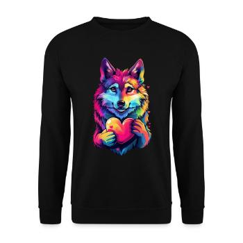 Wolf - Unisex Pullover - Schwarz - Vorne - Alina (178cm) & Michal (187cm)