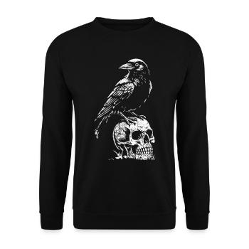 Schwarzer Rabe - Totenkopf - Mythologie - Unisex Pullover - Schwarz - Vorne - Alina (178cm) & Michal (187cm)