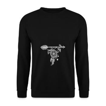 Traumfänger Indianer Mandala Traum Geschenkidee - Unisex Pullover - Schwarz - Vorne - Alina (178cm) & Michal (187cm)