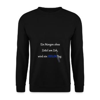 Jeder Tag ohne Zettel am Zeh wird ein geiler Tag - Unisex Pullover - Schwarz - Vorne - Alina (178cm) & Michal (187cm)
