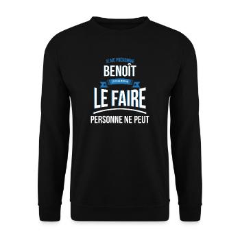 Benoît personne ne peut cadeau - Sweat-shirt Unisexe - noir - Devant - Alina (178cm) & Michal (187cm)
