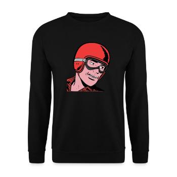 Vintage Treiber Comic - Unisex Pullover - Schwarz - Vorne - Alina (178cm) & Michal (187cm)