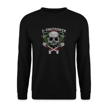 2 stroke power skull skull piston - Unisex Sweatshirt - black - Front - Alina (178cm) & Michal (187cm)