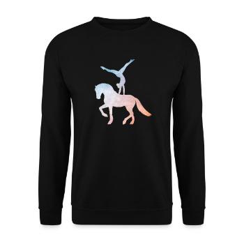 Voltigieren - Voltigierer - Volti - Pferde - Unisex Pullover - Schwarz - Vorne - Alina (178cm) & Michal (187cm)