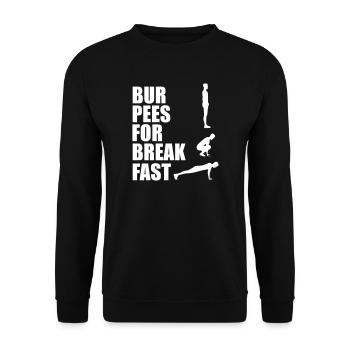 bur-pees pour le petit déjeuner gym citation - Sweat-shirt Unisexe - noir - Devant - Alina (178cm) & Michal (187cm)