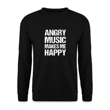 Angry Music Makes Me Happy Metal Music Metalhead - Unisex Pullover - Schwarz - Vorne - Alina (178cm) & Michal (187cm)