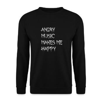 Angry Music Makes Me Happy Metal Music Metalhead - Unisex Pullover - Schwarz - Vorne - Alina (178cm) & Michal (187cm)