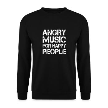 Angry Music For Happy People Metal Music Metalhead - Unisex Pullover - Schwarz - Vorne - Alina (178cm) & Michal (187cm)