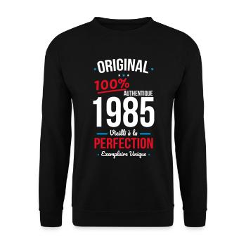 Anniversaire 40 ans - Original 1985 - Sweat-shirt Unisexe - noir - Devant - Alina (178cm) & Michal (187cm)