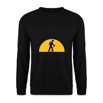 ★ Designfarben änderbar ★ Wanderer, Himmelskörper - Unisex Pullover - Schwarz - Vorne - Alina (178cm) & Michal (187cm)