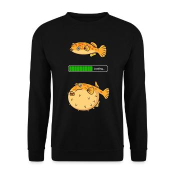 poisson-globe moelleux pêche top poisson tampon fugu - Sweat-shirt Unisexe - noir - Devant - Alina (178cm) & Michal (187cm)