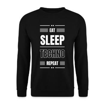 manger dormir techno répéter l’idée cadeau fête en disant - Sweat-shirt Unisexe - noir - Devant - Alina (178cm) & Michal (187cm)