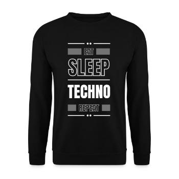 eat sleep techno repeat gift idea saying party - Unisex Sweatshirt - black - Front - Alina (178cm) & Michal (187cm)