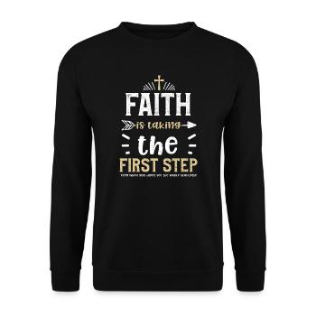 Faith is taking the first step e... - Unisex Sweatshirt - black - Front - Alina (178cm) & Michal (187cm)