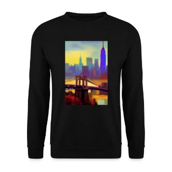 New York City Skyline - Unisex Sweatshirt - black - Front - Alina (178cm) & Michal (187cm)