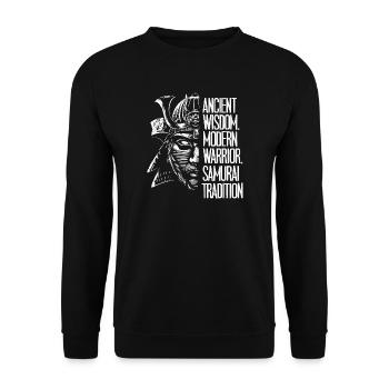 Schwarz-Weiß-Samurai - Unisex Pullover - Schwarz - Vorne - Alina (178cm) & Michal (187cm)