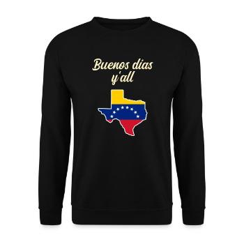 Venezolanisch-texanisches Design für Einwanderer - Unisex Pullover - Schwarz - Vorne - Alina (178cm) & Michal (187cm)