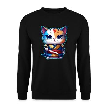 Cute samurai cat - Unisex Sweatshirt - black - Front - Alina (178cm) & Michal (187cm)