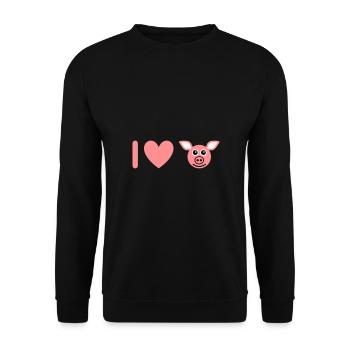 ★ Design colors changeable ★ I love pigs - Unisex Sweatshirt - black - Front - Alina (178cm) & Michal (187cm)