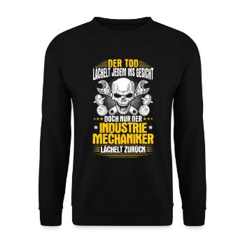 Industrial Mechanic Mechanic Smile Gift - Unisex Sweatshirt - black - Front - Alina (178cm) & Michal (187cm)