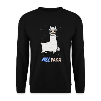 Allpaka / Lama in space - Unisex Sweatshirt - black - Front - Alina (178cm) & Michal (187cm)