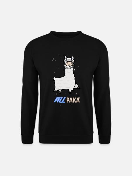 Allpaka / Lama im Weltraum - Unisex Pullover - Schwarz