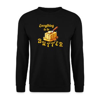 Alles in Butter - everything is in butter - Unisex Pullover - Schwarz - Vorne - Alina (178cm) & Michal (187cm)