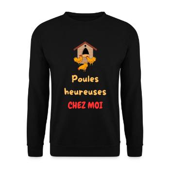 Poules heureuses chez moi - Sweat-shirt Unisexe - noir - Devant - Alina (178cm) & Michal (187cm)