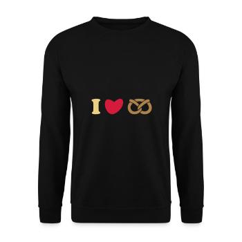 ★ Design colors can be changed ★ I love pretzels - Unisex Sweatshirt - black - Front - Alina (178cm) & Michal (187cm)