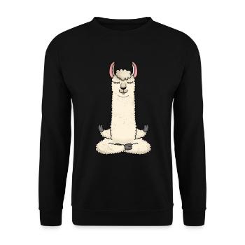 Llama Alpaka Trend Tier Yoga - Unisex Pullover - Schwarz - Vorne - Alina (178cm) & Michal (187cm)