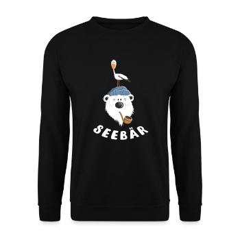 Süßer Seebär - Unisex Pullover - Schwarz - Vorne - Alina (178cm) & Michal (187cm)