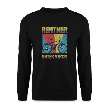 E-bike Elektrofahrrad - Rentner unter Strom - Unisex Pullover - Schwarz - Vorne - Alina (178cm) & Michal (187cm)