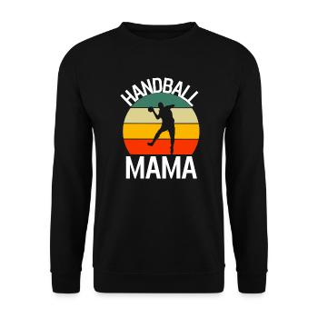 Handball Mama Muttertag Geschenk Retro Handballer - Unisex Pullover - Schwarz - Vorne - Alina (178cm) & Michal (187cm)