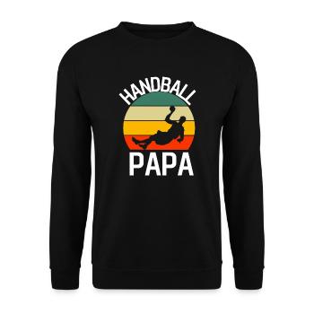 Handballer Papa Muttertag Geschenk Retro Handball - Unisex Pullover - Schwarz - Vorne - Alina (178cm) & Michal (187cm)