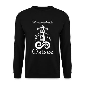 Warnemünde Rostock Urlaub Leuchtturm Geschenk - Unisex Pullover - Schwarz - Vorne - Alina (178cm) & Michal (187cm)