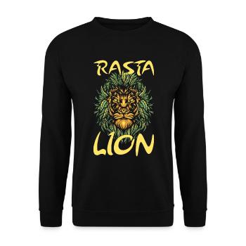 Rasta Lion Rastafari Gift - Unisex Sweatshirt - black - Front - Alina (178cm) & Michal (187cm)