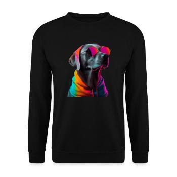 Labrador Hund mit Sonnenbrille - Unisex Pullover - Schwarz - Vorne - Alina (178cm) & Michal (187cm)