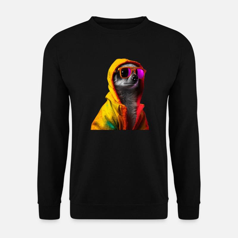 Erdmännchen mit Sonnenbrille Bunt Coole - Unisex Pullover - Schwarz