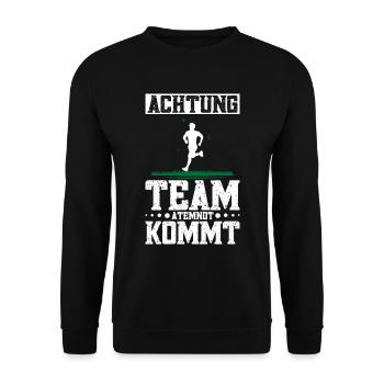 Waldlauf Joggen Training Laufen im Wald - Unisex Pullover - Schwarz - Vorne - Alina (178cm) & Michal (187cm)