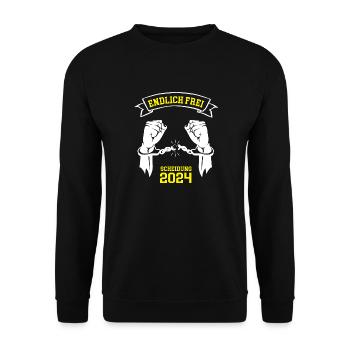 Scheidung 2024 ENDLICH FREI Trennung Geschieden - Unisex Pullover - Schwarz - Vorne - Alina (178cm) & Michal (187cm)