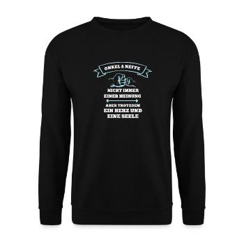 Onkel und Neffe Partnerlook Team Neffen Onkels - Unisex Pullover - Schwarz - Vorne - Alina (178cm) & Michal (187cm)
