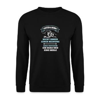 Vater Sohn Partnerlook Papa und Sohn Familie Team - Unisex Pullover - Schwarz - Vorne - Alina (178cm) & Michal (187cm)