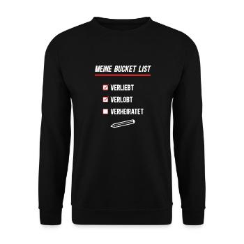 Verliebt Verlobt Verheiratet Hochzeit Ehe Antrag - Unisex Pullover - Schwarz - Vorne - Alina (178cm) & Michal (187cm)