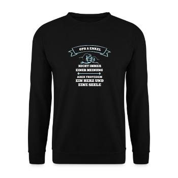 Enkeln Enkelkind Partnerlook Team Opa und Enkel - Unisex Pullover - Schwarz - Vorne - Alina (178cm) & Michal (187cm)