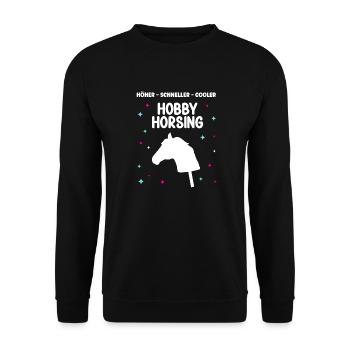 Hobby Horse Steckenpferde Reiter Hobby Horsing - Unisex Pullover - Schwarz - Vorne - Alina (178cm) & Michal (187cm)